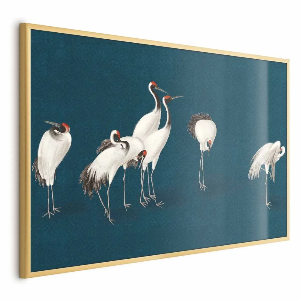 Plakat Wieczór nad stawem 60x40 cm z ramą złotą bez marginesu | MIRAT.