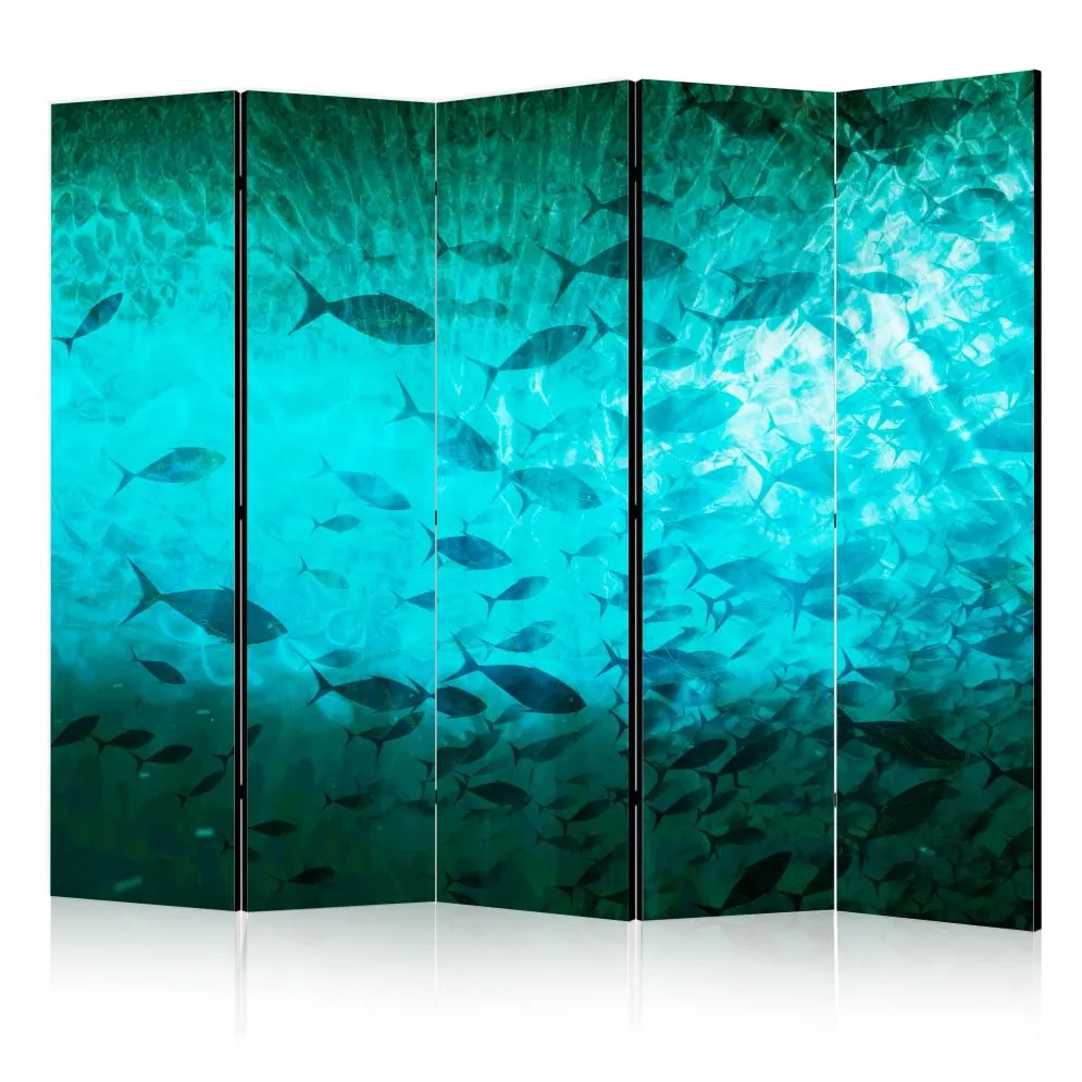 Parawan akustyczny Zwierzęta 225x172 cm 5-częściowy turkusowy | MIRAT.