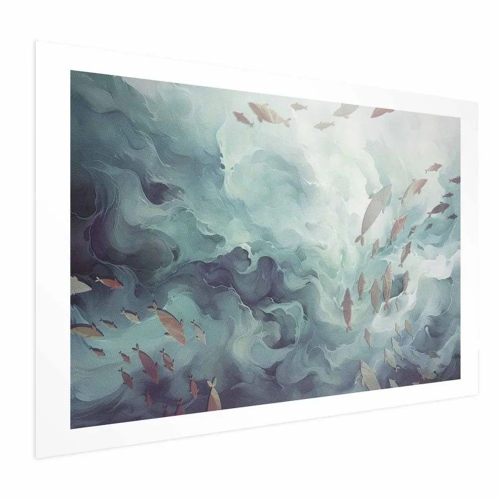 Plakat Ryby w oceanie 60x40 cm bez ramy z marginesem | MIRAT.