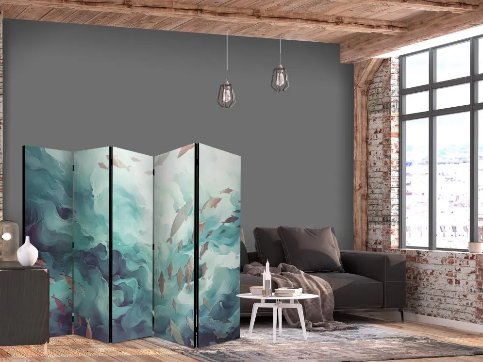 Parawan jednostronny Zwierzęta 225x172 cm 5-częściowy szary | MIRAT.