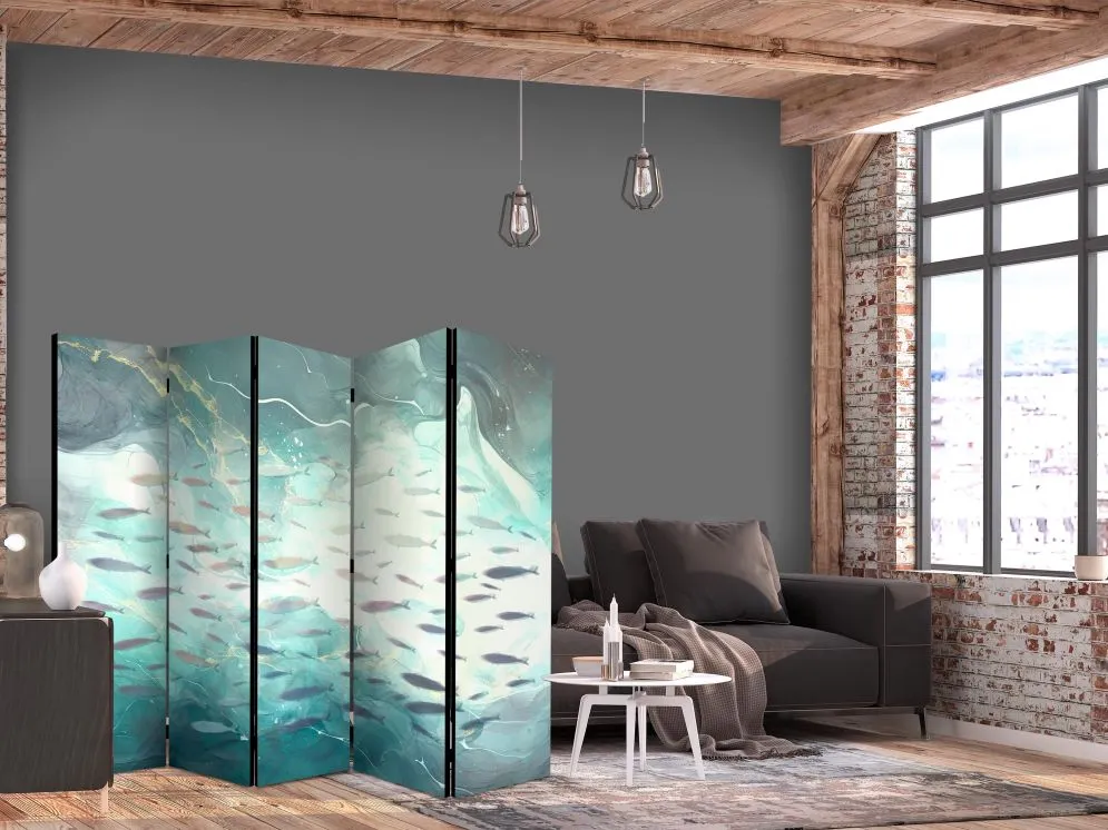 Parawan dwustronny Zwierzęta 225x172 cm 5-częściowy beżowy | MIRAT.