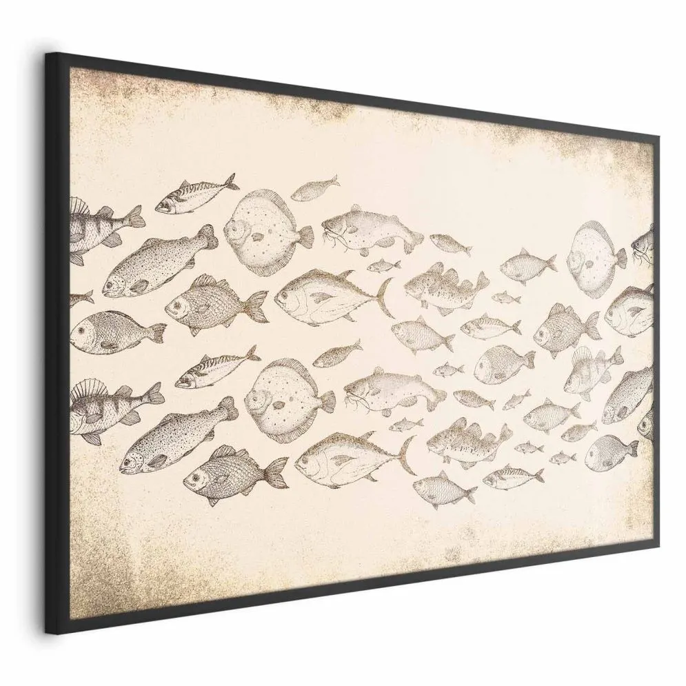 Plakat Subtelne rybki 60x40 cm z ramą czarną bez marginesu | MIRAT.