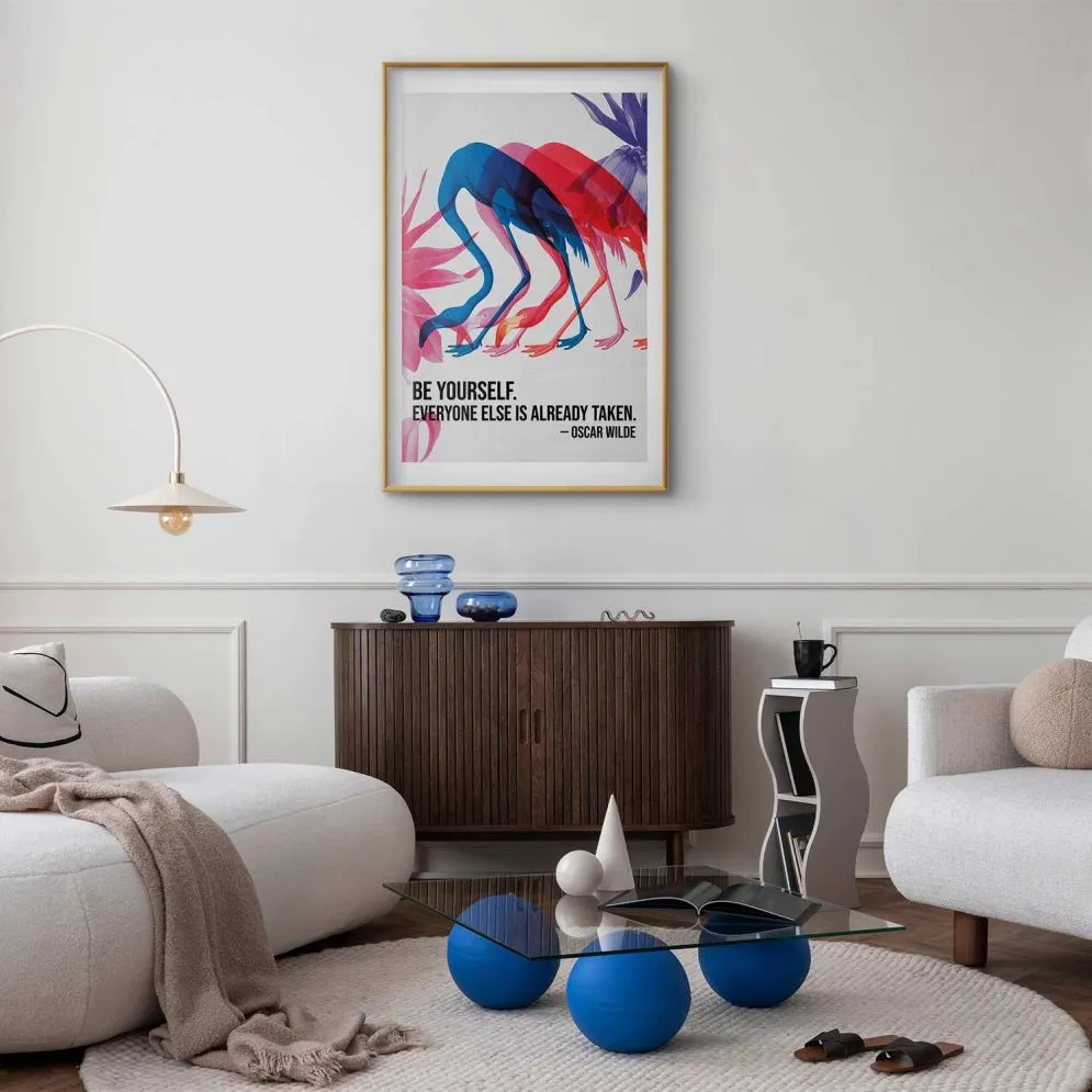 Plakat Kolorowa repetycja 40x60 cm z ramą złotą z marginesem | MIRAT.