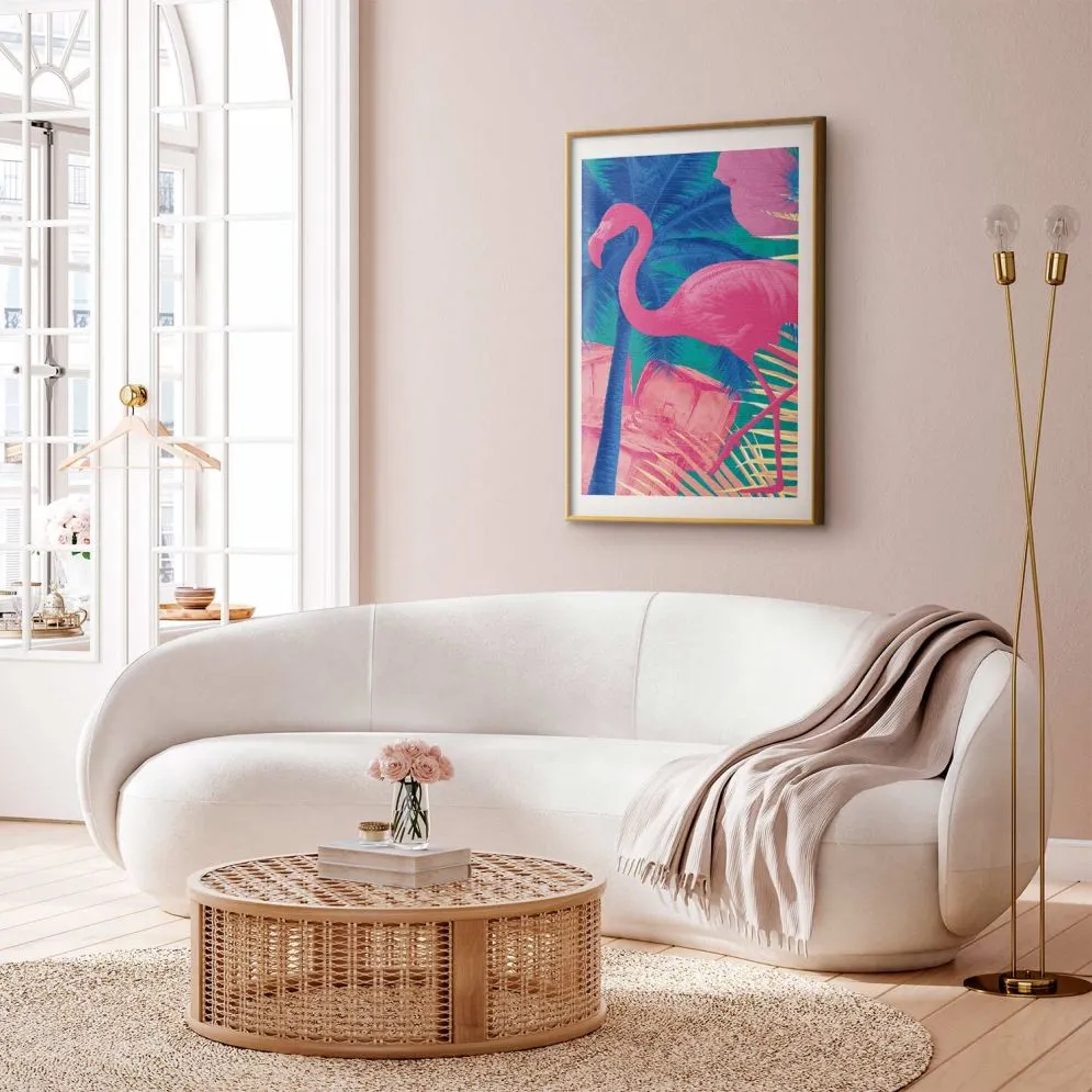 Plakat Abstrakcyjny Flaming 40x60 cm z ramą złotą z marginesem | MIRAT.