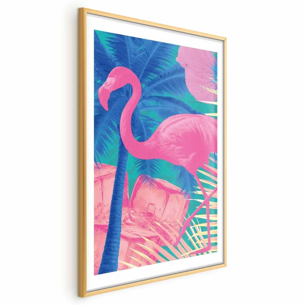 Plakat Abstrakcyjny Flaming 40x60 cm z ramą złotą z marginesem | MIRAT.