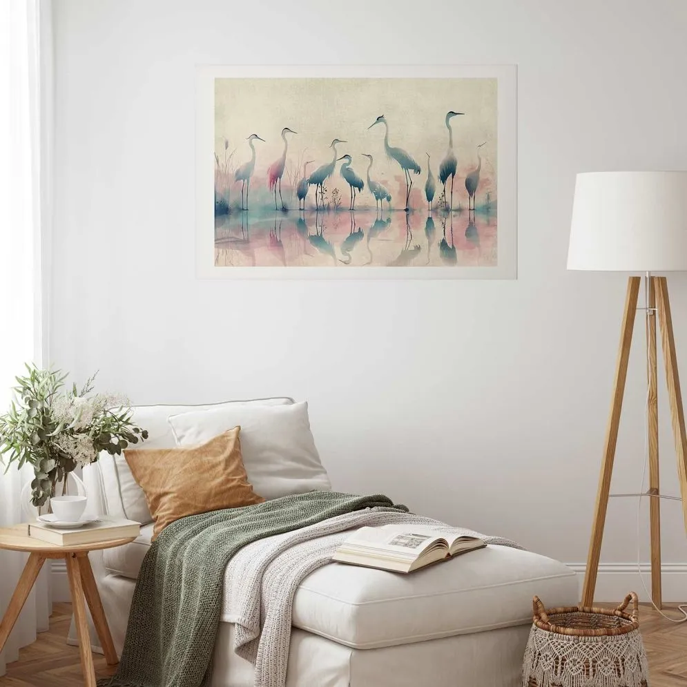 Plakat Ptaki nad jeziorem 60x40 cm bez ramy z marginesem | MIRAT.