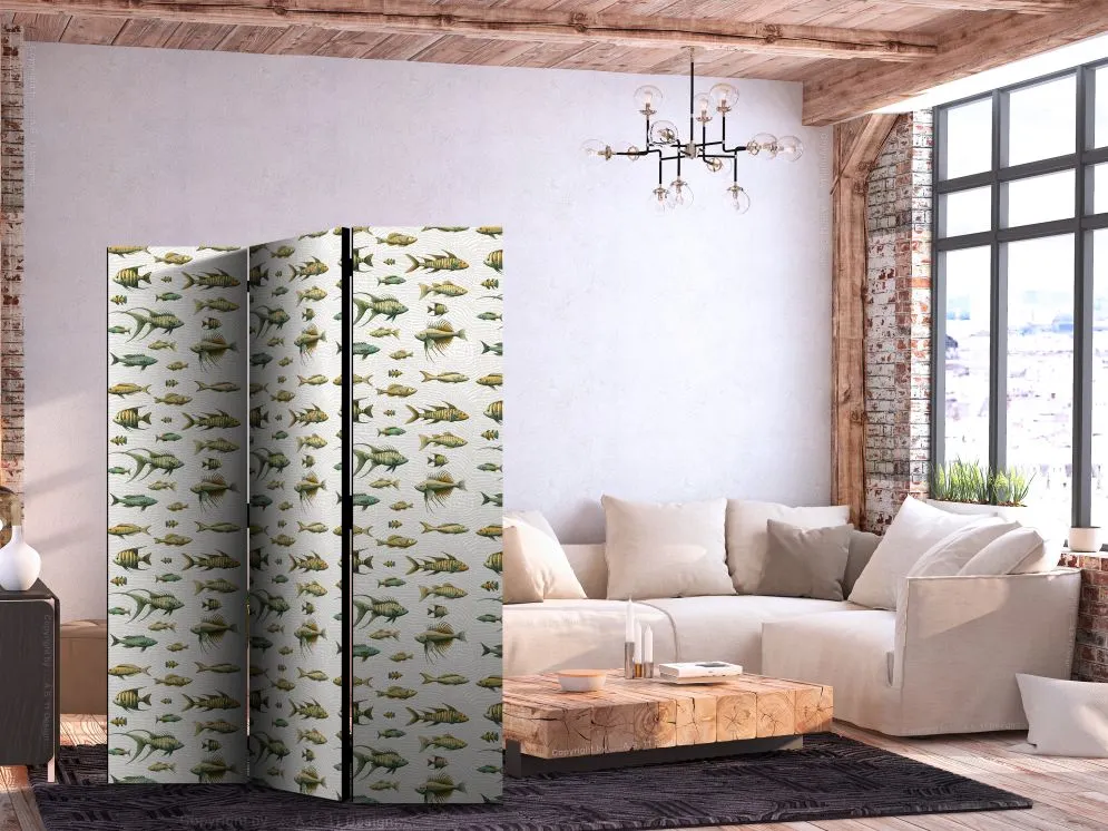 Parawan dwustronny Zwierzęta 135x172 cm 3-częściowy biały | MIRAT.