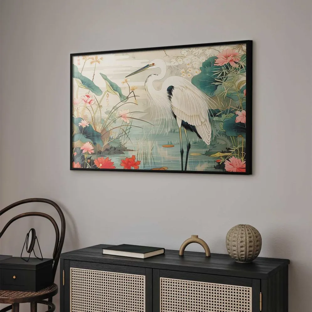 Plakat Nad azjatyckim stawem 60x40 cm z ramą czarną bez marginesu | MIRAT.