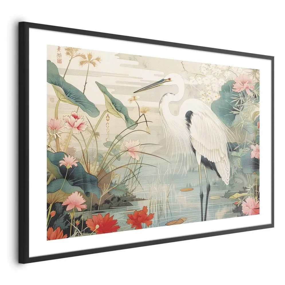 Plakat Nad azjatyckim stawem 60x40 cm z ramą czarną z marginesem | MIRAT.