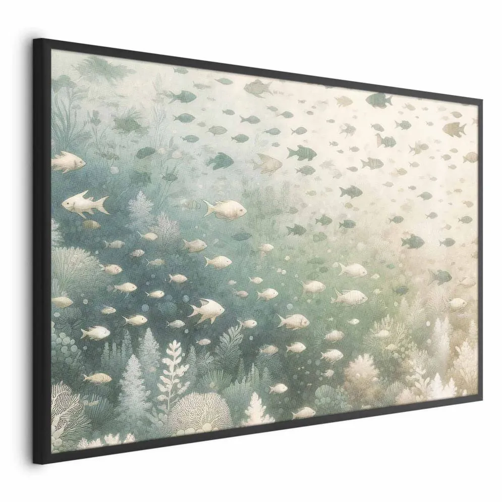 Plakat Morski świat 60x40 cm z ramą czarną bez marginesu | MIRAT.