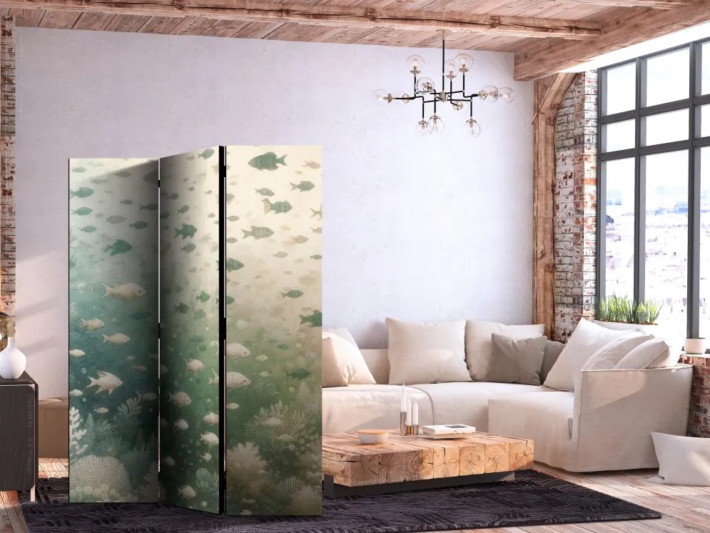 Parawan dwustronny Zwierzęta 135x172 cm 3-częściowy beżowy | MIRAT.