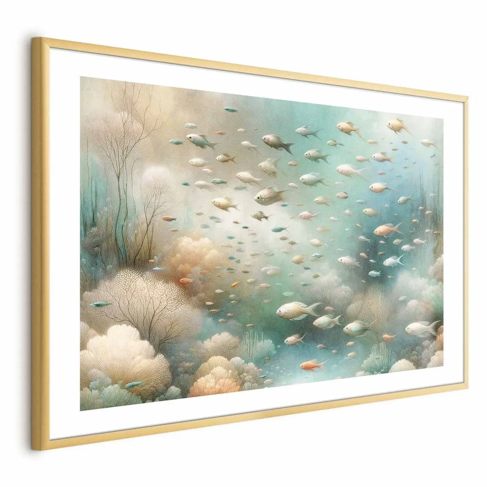 Plakat Oceaniczne piękno 42x29,7 cm z ramą złotą z marginesem | MIRAT.