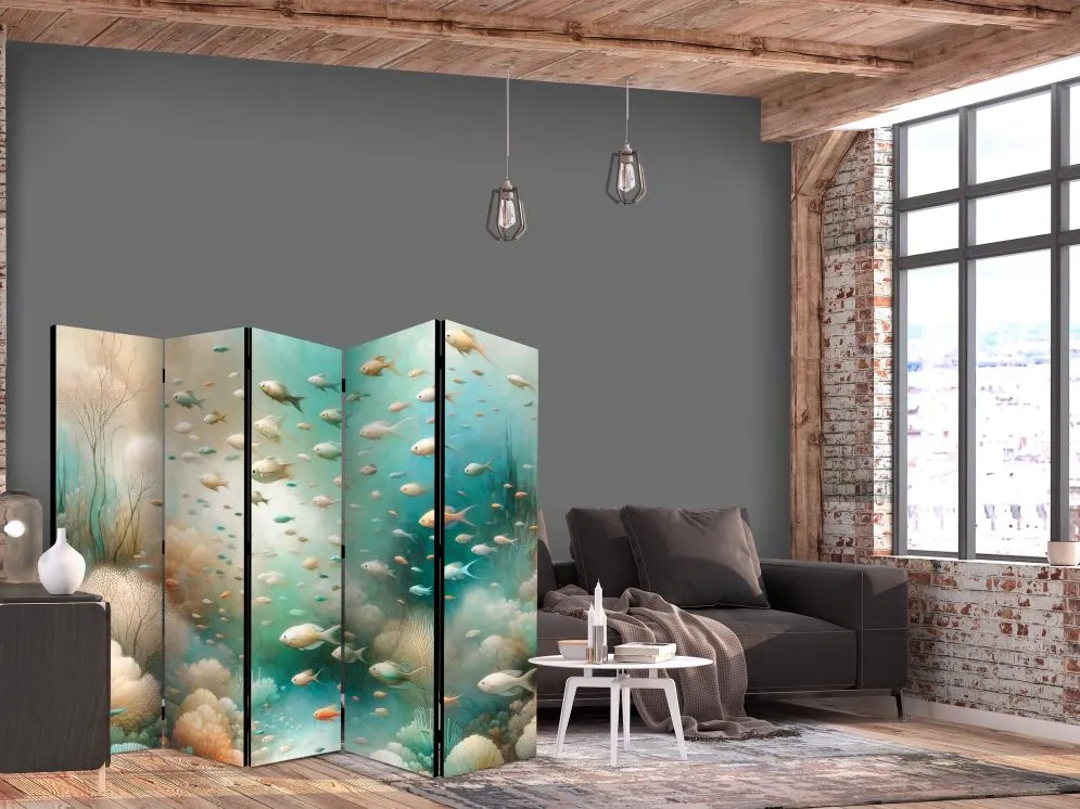 Parawan akustyczny Zwierzęta 225x172 cm 5-częściowy szary | MIRAT.