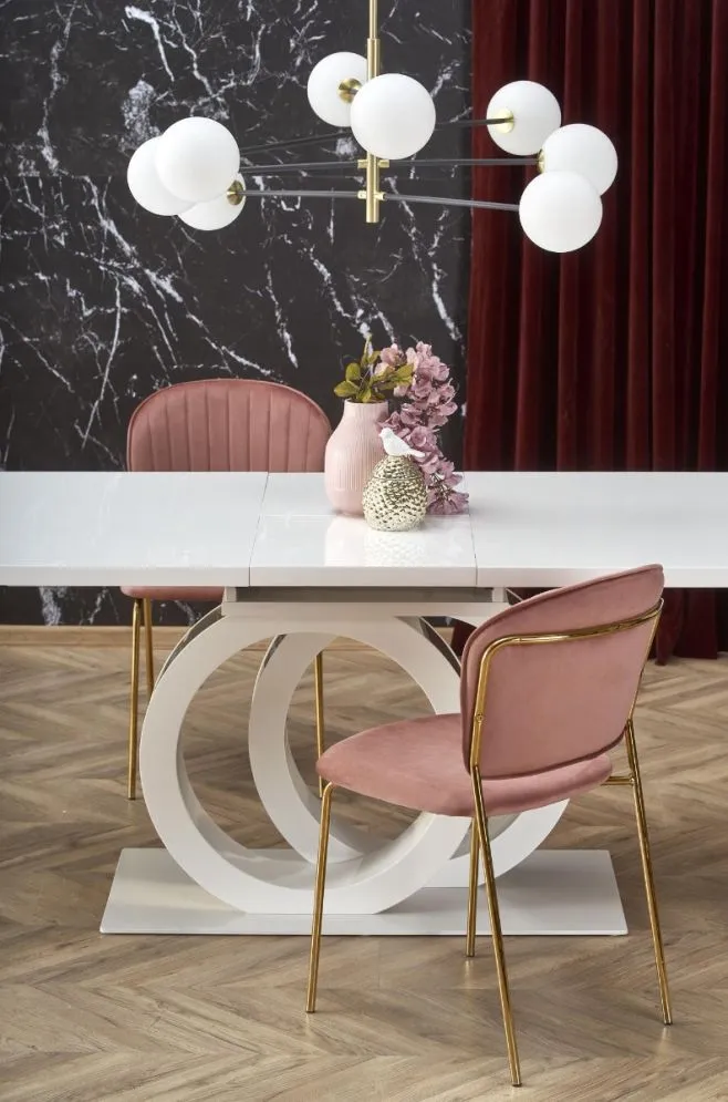 Krzesło K499 VELVET różowe ze złotymi nogami I sklep meblowy MIRAT. styl GLAMOUR