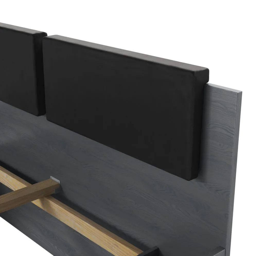 Dwuosobowe łóżko GALAXY 140x200 dąb monastery/czarne z szufladą i tapicerowanym zagłowiem I sklep meblowy MIRAT. styl LOFT