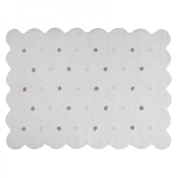 Biały dywan dla dzieci prostokątny w kształcie ciasteczka 120x160 GALLETA BLANCO Lorena Canals