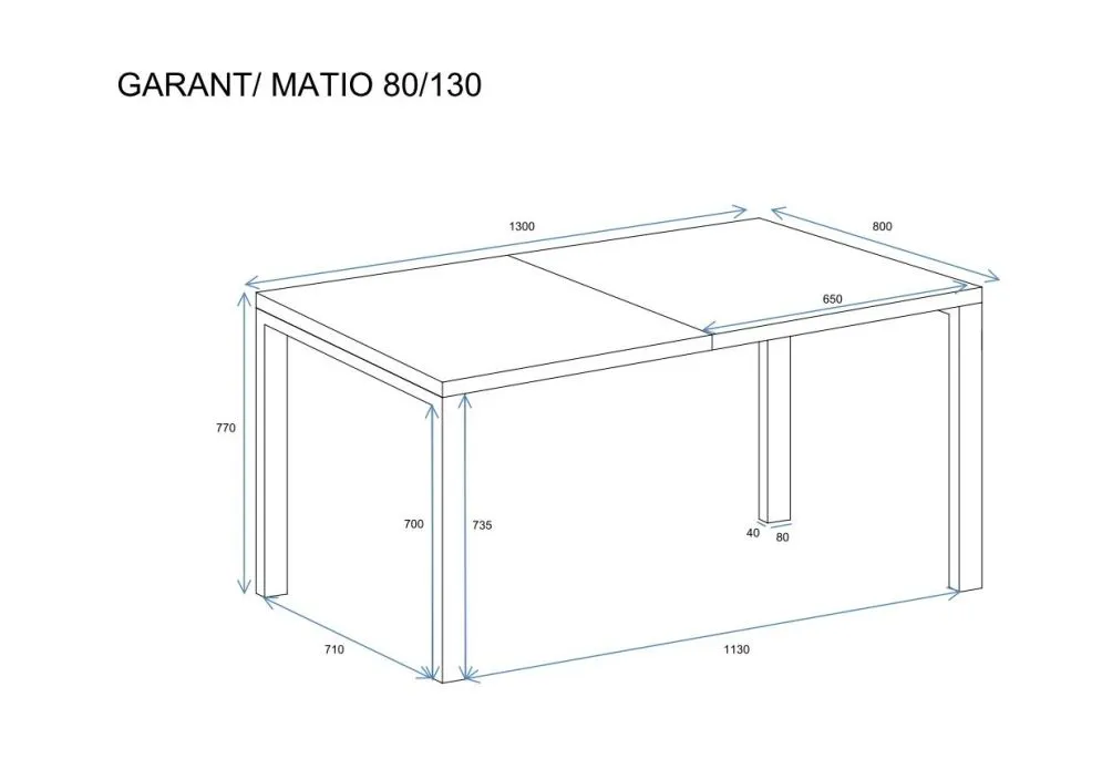 Stół rozkładany GARANT 130(365)x80 dąb stirling do salonu polskiej produkcji | MIRAT. styl LOFT