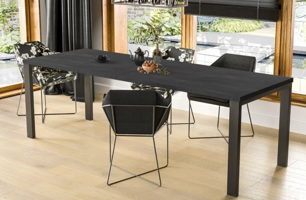 Stół rozkładany GARANT 130(220)x80 beton ciemny na metalowych nogach | MIRAT. styl LOFT