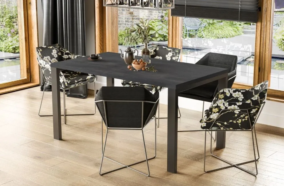 Stół rozkładany GARANT 130(220)x80 beton ciemny na metalowych nogach | MIRAT. styl LOFT