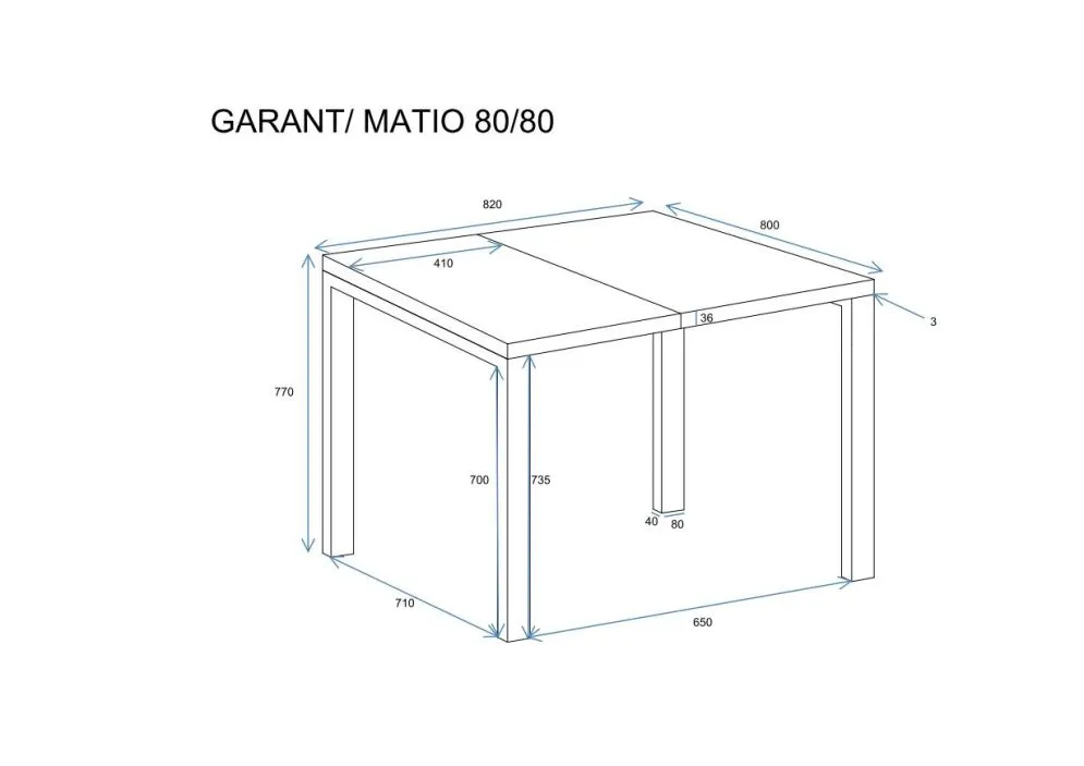 Stół rozkładany GARANT 80(170)x80 dąb stirling w stylu loft | MIRAT.