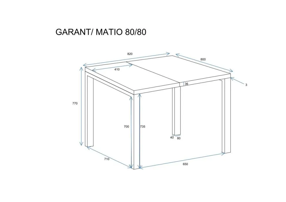 Stół rozkładany GARANT 80(215)x80 dąb natura na metalowych nogach I sklep meblowy MIRAT. styl LOFT