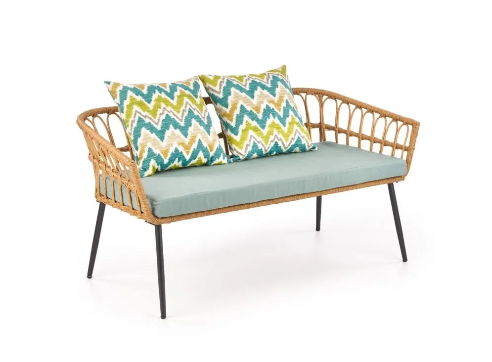 Sofa GARDENA rattanowa z poduszkami na metalowych nogach | MIRAT. kolekcja GARDENA