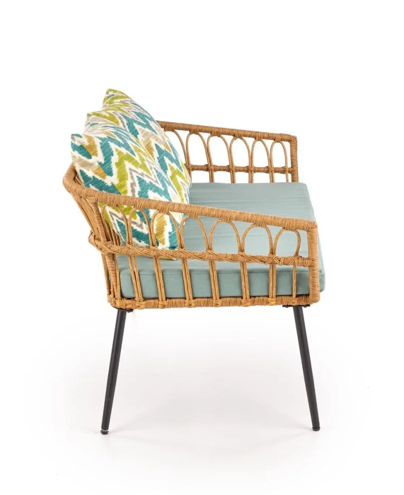 Sofa GARDENA rattanowa z poduszkami na metalowych nogach | MIRAT. kolekcja GARDENA