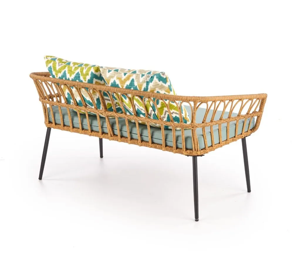 Sofa GARDENA rattanowa z poduszkami na metalowych nogach | MIRAT. kolekcja GARDENA