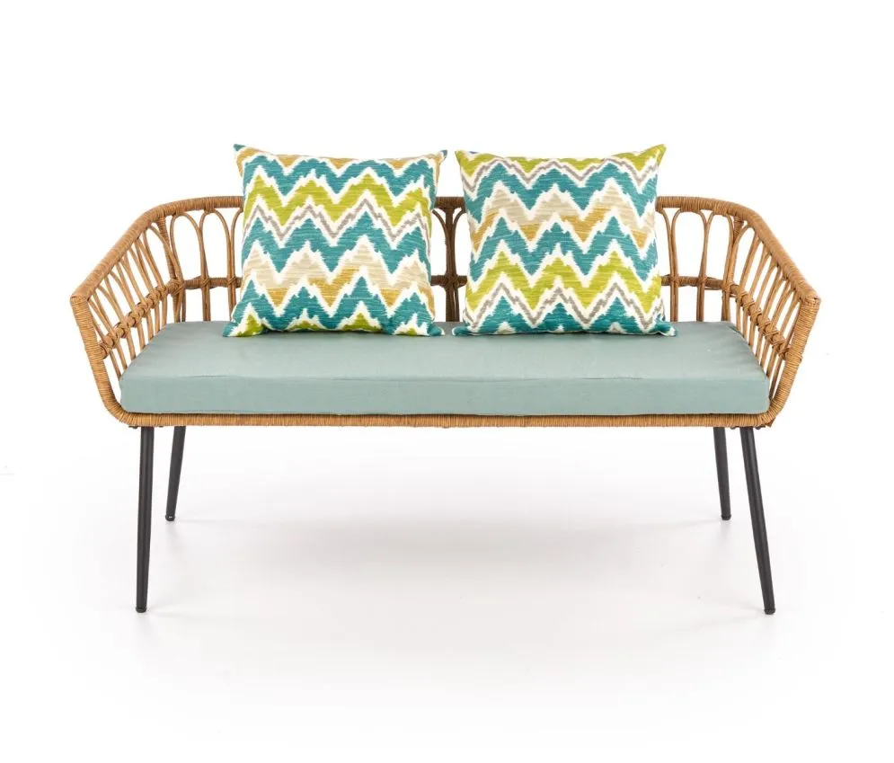 Sofa GARDENA rattanowa z poduszkami na metalowych nogach | MIRAT. kolekcja GARDENA