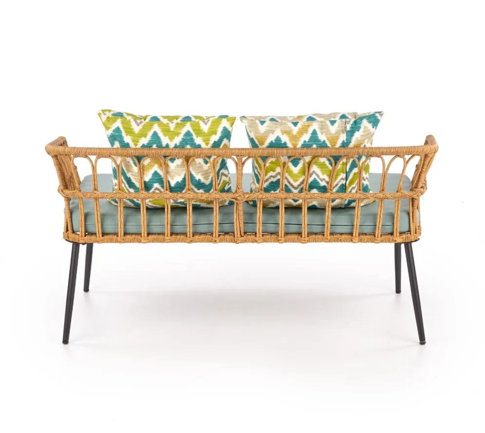 Sofa GARDENA rattanowa z poduszkami na metalowych nogach | MIRAT. kolekcja GARDENA