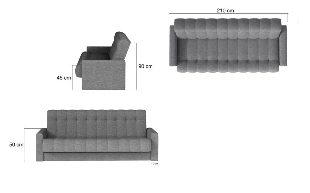 Sofa rozkładana z funkcją spania GARETT VELVET beżowa/szara pikowana | MIRAT.