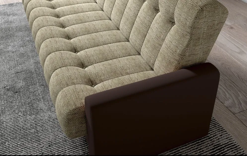 Sofa rozkładana z funkcją spania GARETT VELVET beżowa/szara pikowana | MIRAT.