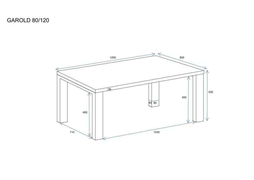 Ława GAROLD 120x80 biały połysk kwadratowy stolik kawowy I sklep meblowy MIRAT. styl LOFT