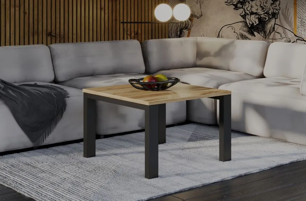 Ława GAROLD 80x80 dąb wotan kwadratowa I sklep meblowy MIRAT. styl LOFT