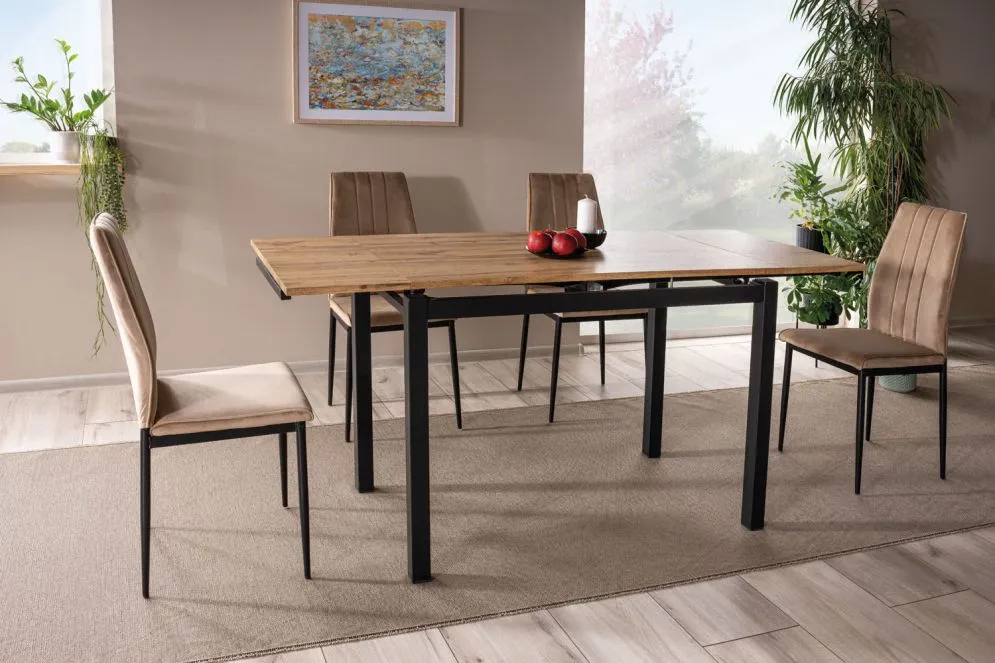 Stół GD-017 110(170)x74 dąb artisan/czarny mat I sklep meblowy MIRAT. styl LOFT