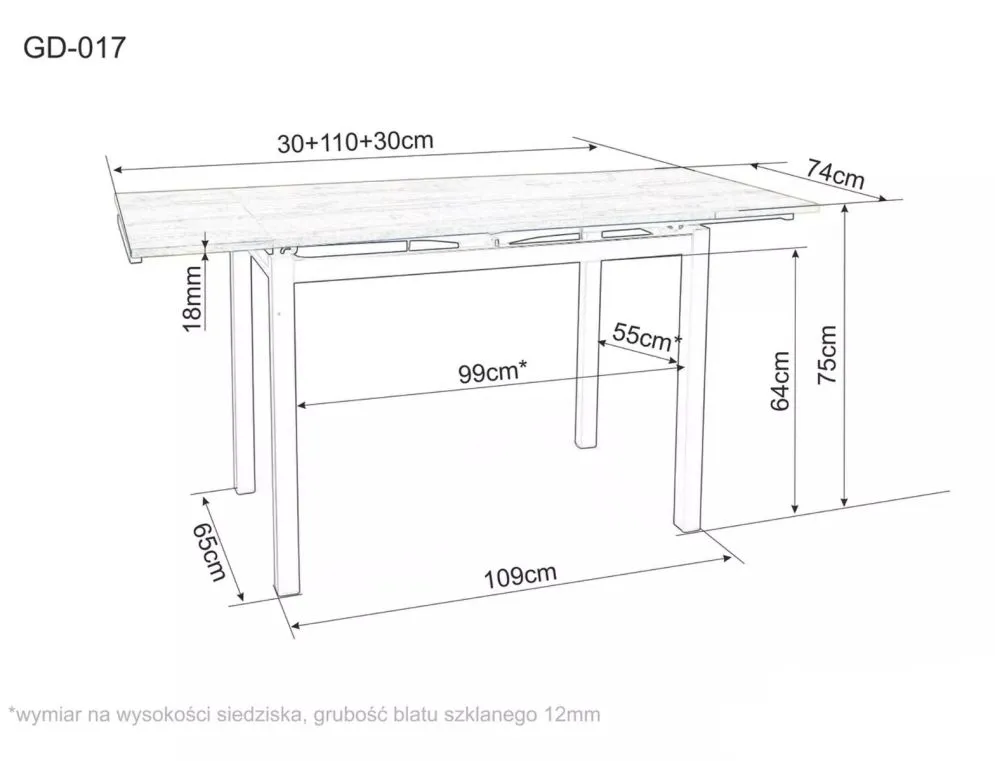 Stół rozkładany GD-017 110(170)x74 orzech vintage/czarny mat 8-osobowy I sklep meblowy MIRAT. styl LOFT