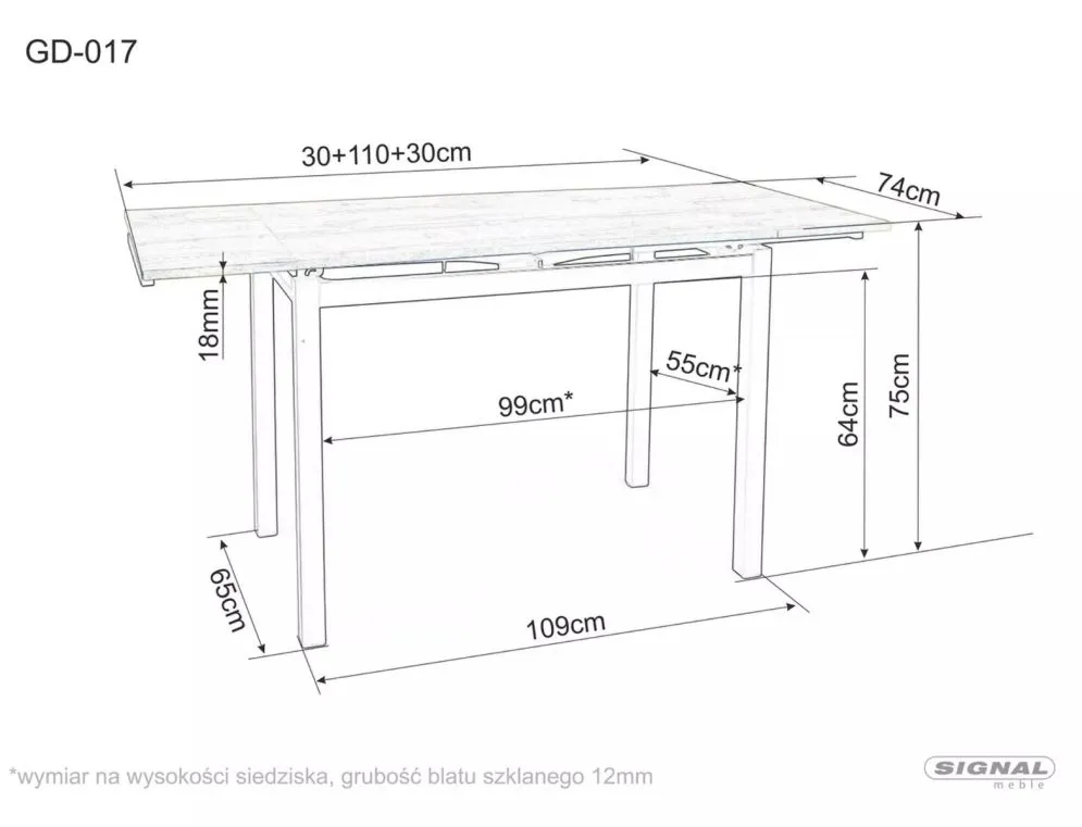 Stół GD-017 110(170)x74 dąb artisan/czarny mat I sklep meblowy MIRAT. styl LOFT