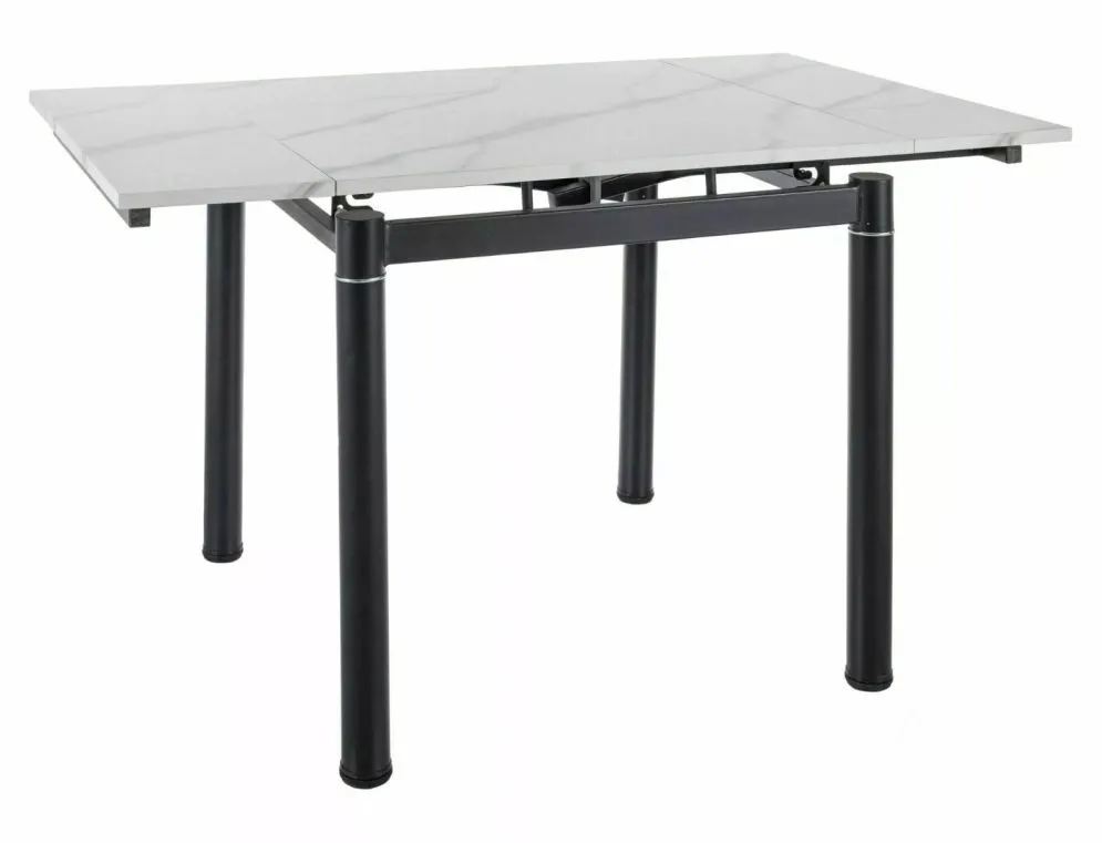 Stół rozkładany GD-082 80(131)x80 biały marmur/czarny mat do jadalni I sklep meblowy MIRAT. styl GLAMOUR