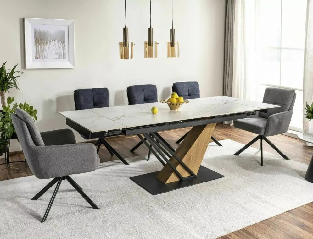 Stół rozkładany GENESIS 180(240)x90 biały marmur/dąb designerski I sklep meblowy MIRAT. styl GLAMOUR, LOFT