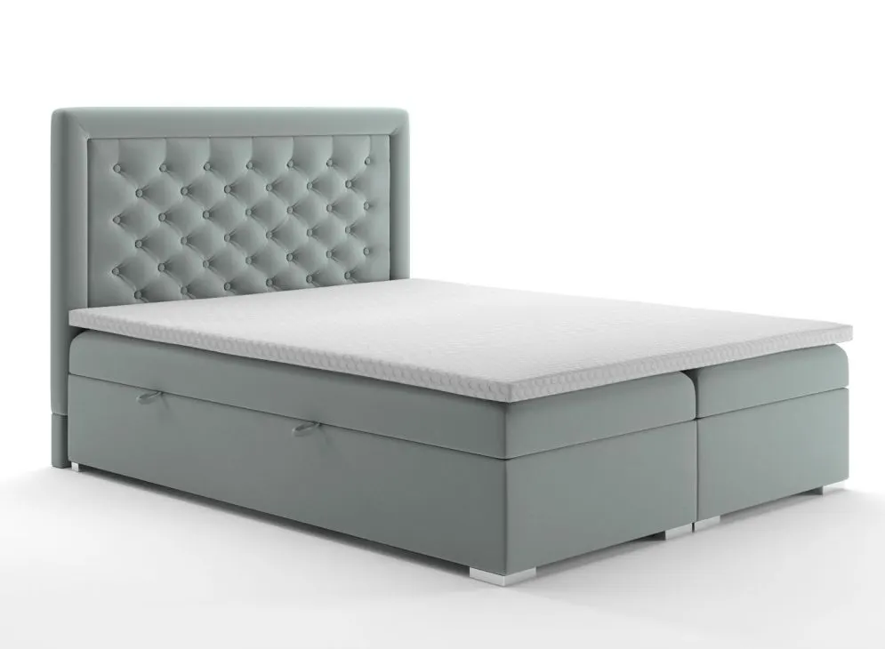 Łóżko kontynentalne AMIGO 160 szare velvet z do sypialni | MIRAT. styl GLAMOUR