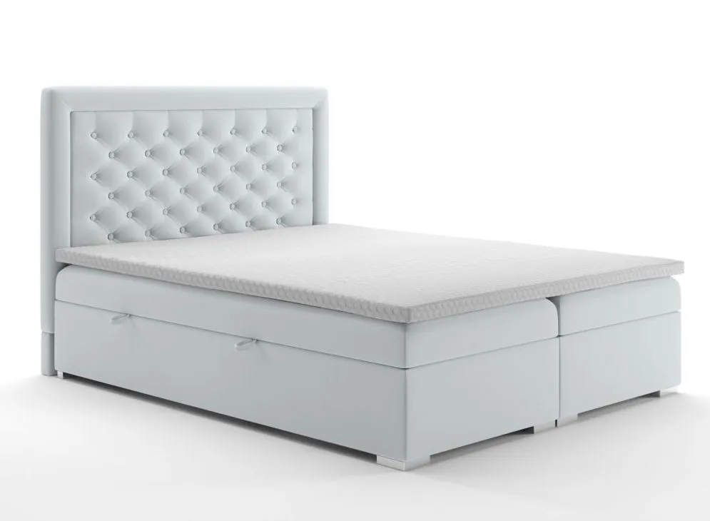 Łóżko kontynentalne AMIGO 140 jasno szare velvet z pojemnikiem do sypialni | MIRAT. styl GLAMOUR