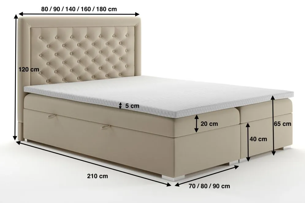 Łóżko kontynentalne AMIGO 160 granatowe velvet do sypialni | MIRAT. styl GLAMOUR