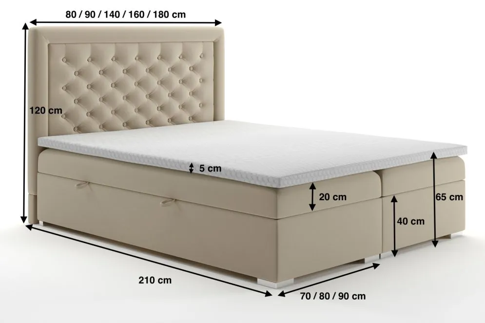 Łóżko kontynentalne EKSPRESJO 180 czarne velvet z pojemnikiem do sypialni | MIRAT. w stylu GLAMOUR kolekcja