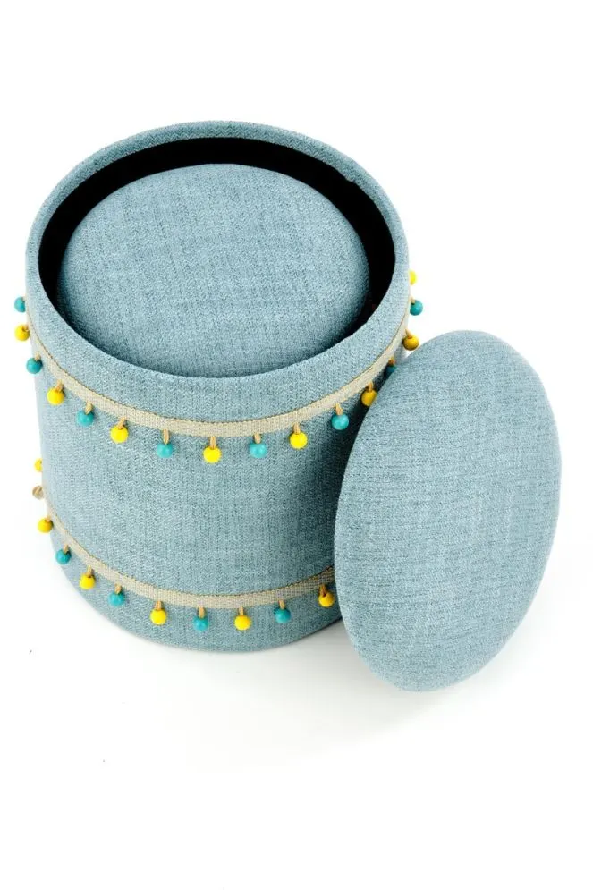 Zestaw puf GRADO jasnoniebieski w stylu boho | MIRAT.