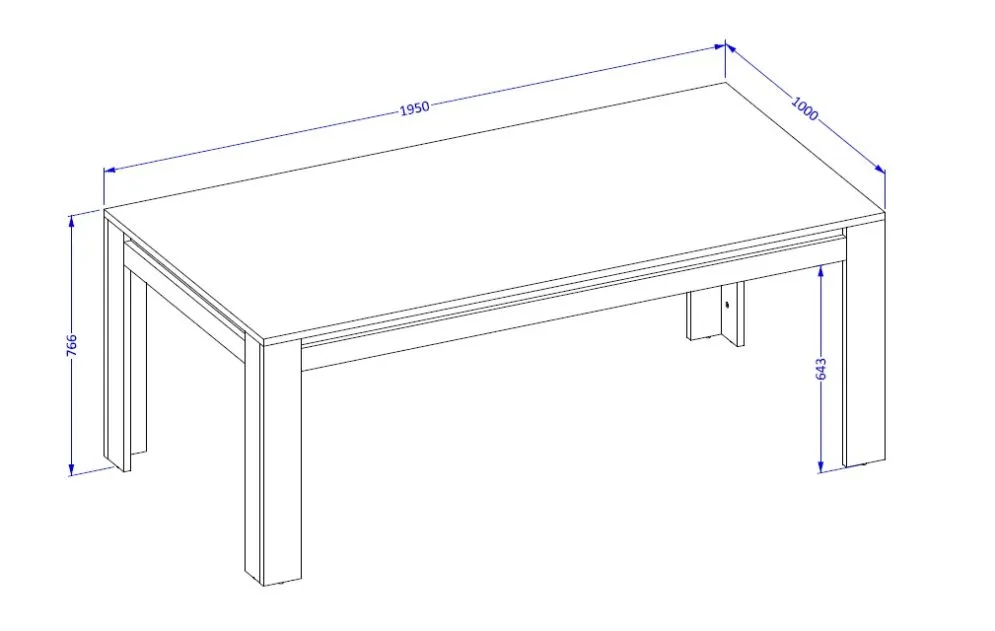 Stół prostokątny DADES 195x100 dąb samdal/czarny mat do salonu I sklep meblowy MIRAT. styl LOFT