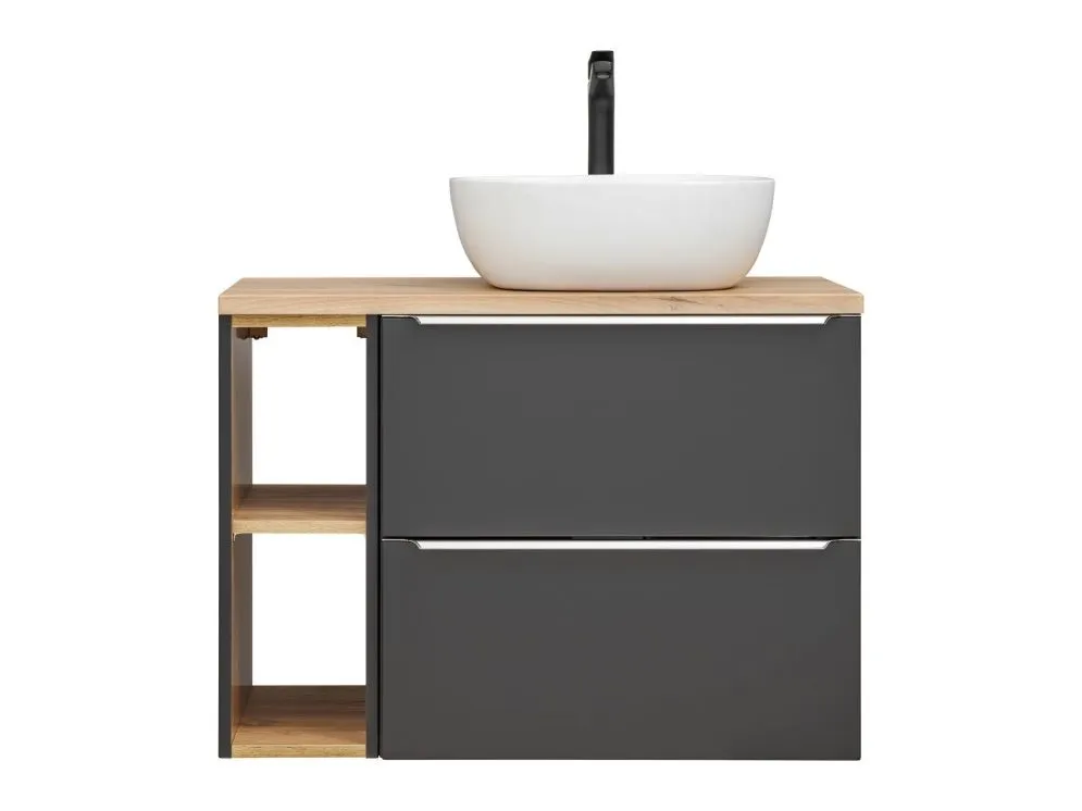 Nablatowa szafka pod umywalkę CAPRI 820 + CAPRI 810 czarna mat wisząca | MIRAT. w stylu kolekcja CAPRI