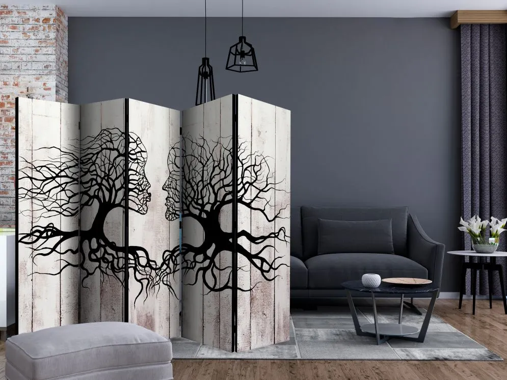 Parawan jednostronny Abstrakcje 225x172 cm 5-częściowy czarny | MIRAT.