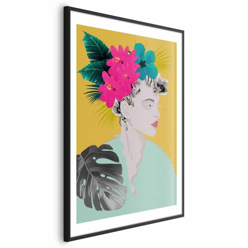 Plakat Kwiaty we włosach 40x60 cm z ramą czarną z marginesem | MIRAT.