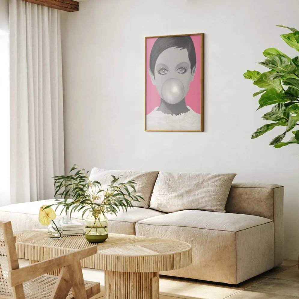Plakat Guma balonowa 21x30 cm z ramą złotą bez marginesu | MIRAT.