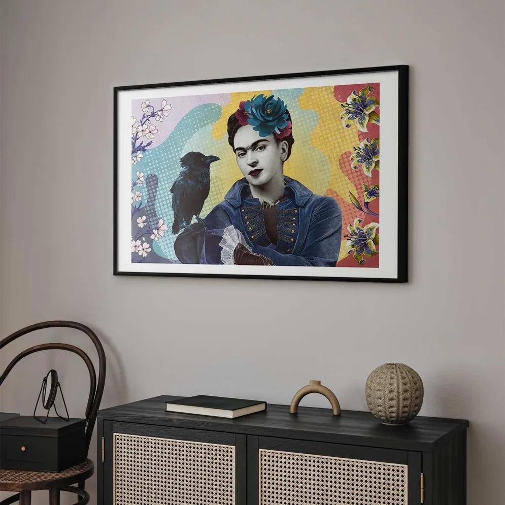 Plakat Totemiczna Frida 42x29,7 cm z ramą czarną z marginesem | MIRAT.